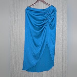 SHEIN Asymmetrical Blue Ruched Skirt, Medium